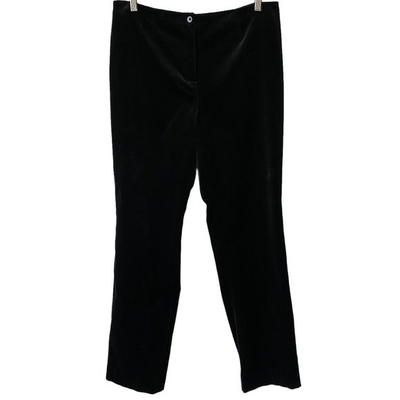 Ron Leal Velvet Trouser Pants Classic Black Holiday Party Size 10 - Picture 1 of 14